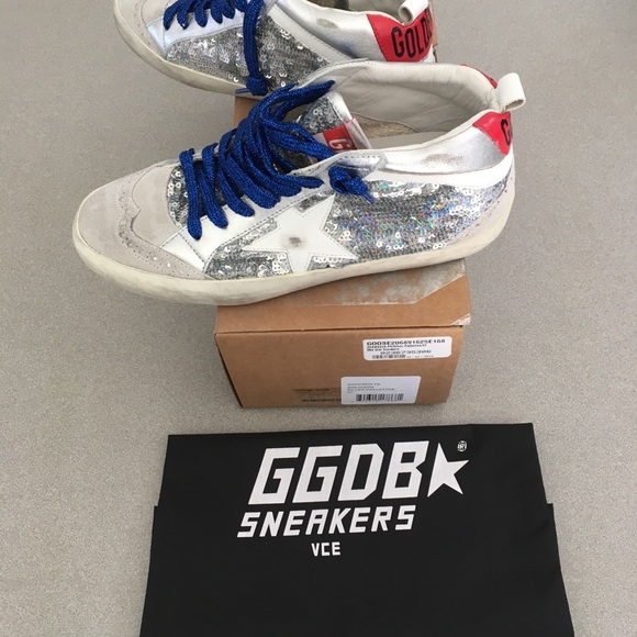 Golden Goose Mid Star Sneaker Silver Paillette NIB - Picture 4 of 8